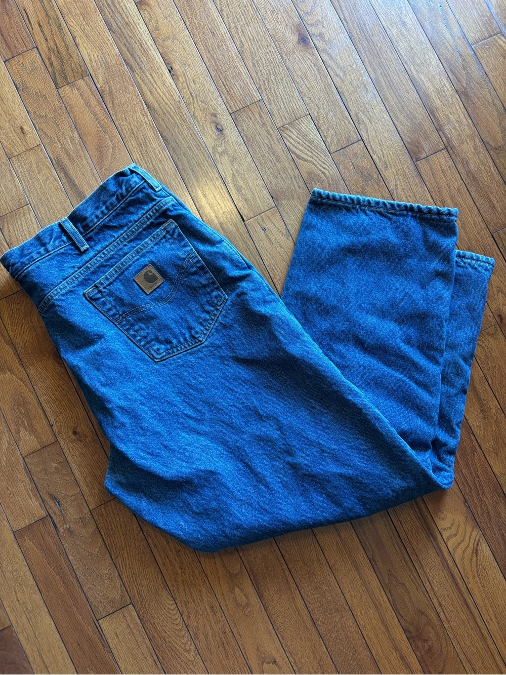 Carhartt Relaxed Fit Fleece Lined Jeans Men's 42x30 Blue Denim Workwear Pants